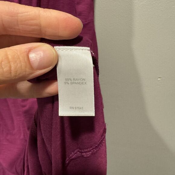 J. Jill Maxi Dress Rayon Spandex Pockets Short Sleeve Plum Purple Women sz L - Picture 7 of 10